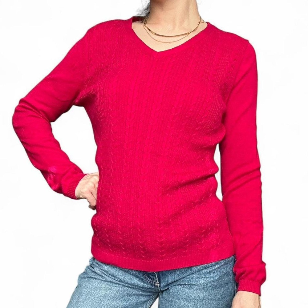 Talbots pink cable knit sweater